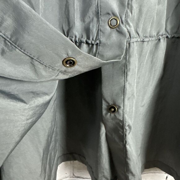 XCVI Cassiopeia Shirtdress Nylon Dress Gray Women XL Roll Tab Sleeve Snap Button - Picture 10 of 13